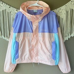 Columbia colorblock pastel full zip funnel hoodie Windbreaker C